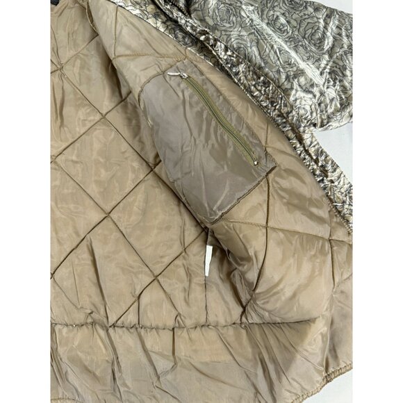 Vintage Edelweiss Skiwear Metallic Gold Paisley Ski Jacket M 80s 90s Retro Puffe - Picture 9 of 15